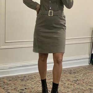 Agnes B rare 100% cotton khaki colored l/s dress--vive le proletariat!